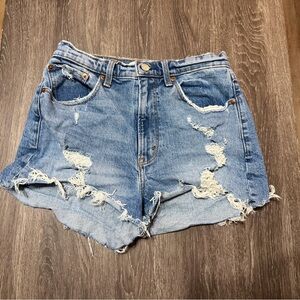 Abercrombie & Fitch Blue Distressed Denim Shorts